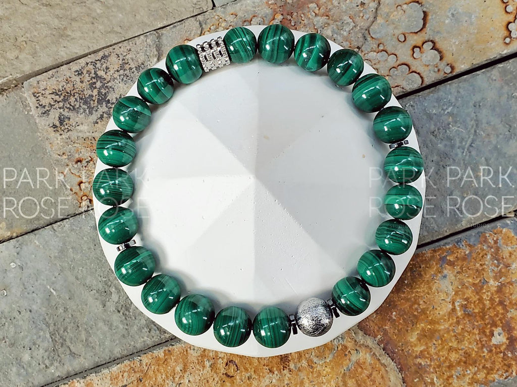 Congo Malachite Gibeon Meteorite Bracelet (8mm)