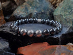 Gibeon Meteorite + Black Hematite Bracelet (8mm)