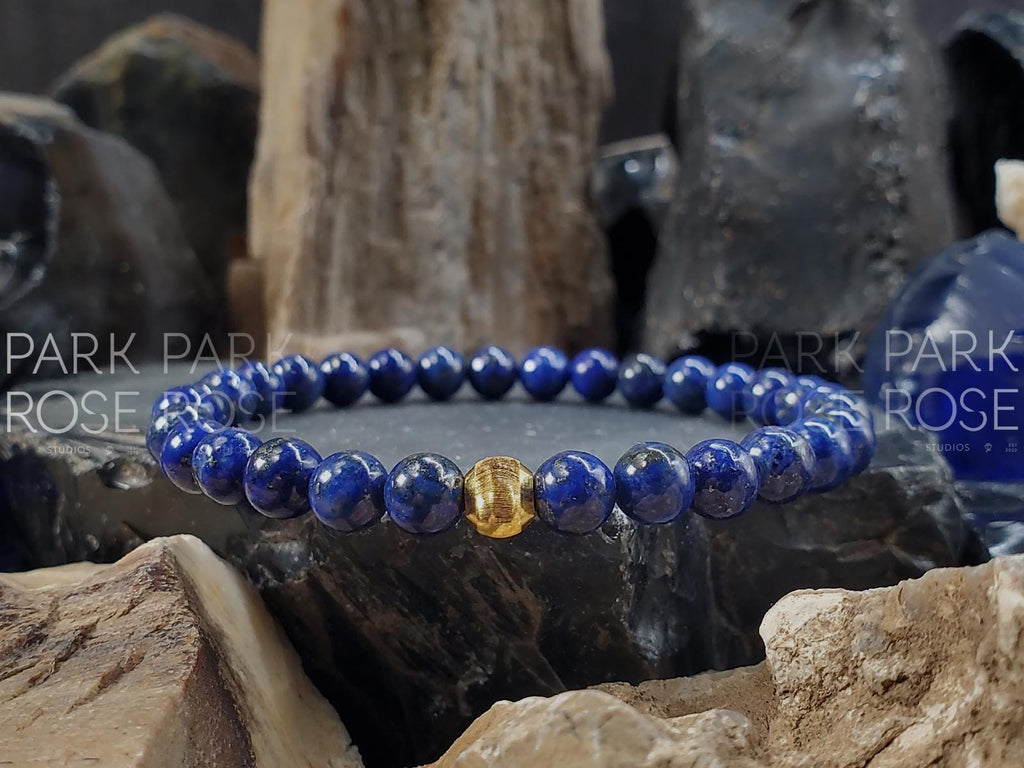 Lapis Lazuli Bracelet with 24K Gold Bead