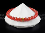 Red Carnelian Bracelet: 24K Gold Cat Eye Bead