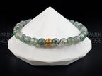 Moss Agate Bracelet: 24K Gold Cat Eye Bead