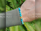 Lake Blue Jasper Bracelet: 24K Gold Cat Eye Bead (6mm)
