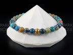 Phoenix Chrysocolla Lapis Lazuli Bracelet: 24K Gold Cat Eye Bead