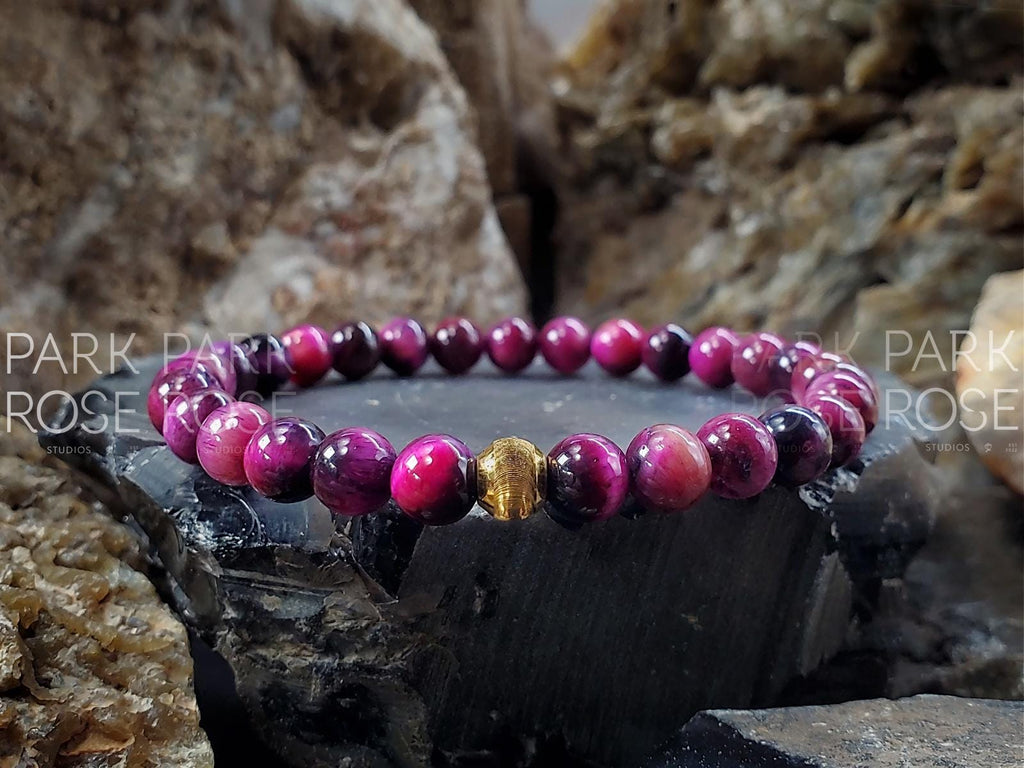 Tiger's Eye Gemstone Bracelet: 24K Gold Cat Eye Bead (6mm)