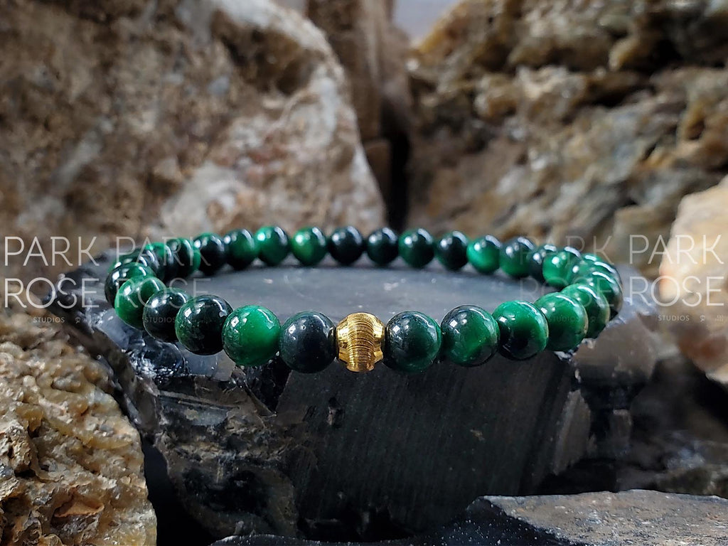 Tiger's Eye Gemstone Bracelet: 24K Gold Cat Eye Bead (6mm)