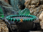 Congo Malachite Gemstone Bracelet: 24K Gold Cat Eye Bead (6/8/10mm)