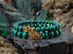 Congo Malachite Bracelet: 24K Gold Plated Pixiu Charm