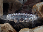 Gibeon Meteorite Bracelet: Angel Aura Quartz Crystal, Iron Nickel (8mm)
