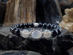 Black Tourmaline Sterling Silver Labradorite Cat Bracelet (8mm)