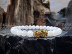 Transparent Moonstone Gemstone Bracelet: 24K Gold Plated Pixiu Charm (6mm)
