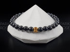 Arfvedsonite Bracelet: 24K Gold Cat Eye Bead