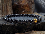 Arfvedsonite Bracelet: 24K Gold Cat Eye Bead