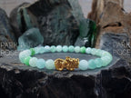 Burma Jadeite Bracelet: 24K Gold Plated Pixiu Charm (6mm)