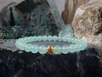 Green Aventurine Bracelet with 24K Solid Gold Cat Eye Bead