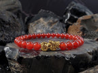 Red Carnelian Bracelet: 24K Gold Plated Pixiu (6/8/10mm)