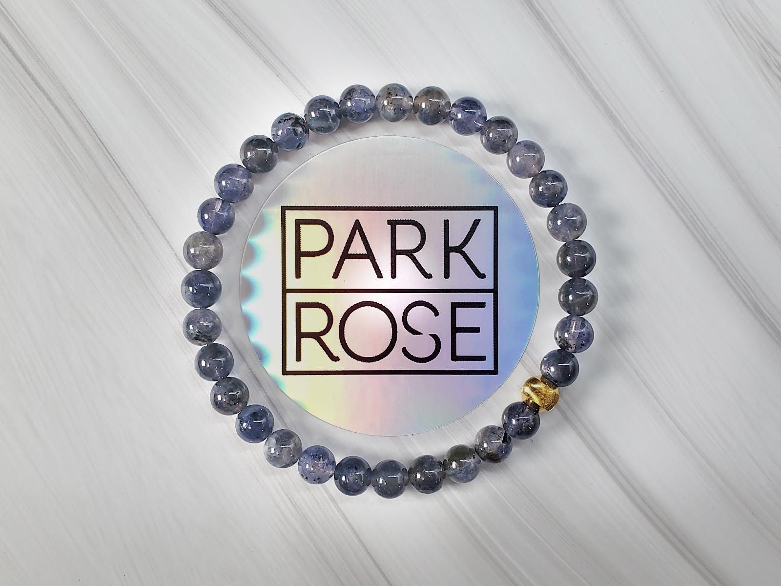 AAAA Cordierite Bracelet: 24K Gold Cat Eye Bead