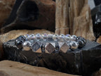 Gibeon Meteorite Bracelet: Angel Aura Quartz & Arfvedsonite (8mm)