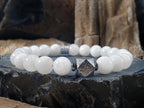 Gibeon Meteorite Bracelet Featuring AAAA Sri Lanka Moonstone (8mm)