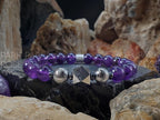 Gibeon Meteorite Bracelet: AAAA Amethyst & Hematite