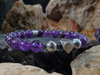 Gibeon Meteorite Bracelet: AAAA Amethyst & Hematite