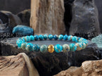 Lake Blue Jasper Bracelet: 24K Gold Cat Eye Bead (6mm)