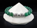 Sterling Silver Double Dragon Green Jade Bracelet: Lunar New Year