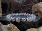 Gibeon Meteorite Bracelet: Angel Aura Quartz Crystal, Iron Nickel (8mm)