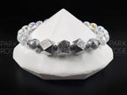 Gibeon Meteorite Bracelet: Angel Aura Quartz Crystal, Iron Nickel (8mm)