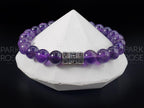 Amethyst Crystal Bracelet: Sterling Silver Buddhism Prayer Bead (8mm)