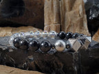 Gibeon Meteorite Bracelet: Angel Aura Quartz & Arfvedsonite (8mm)