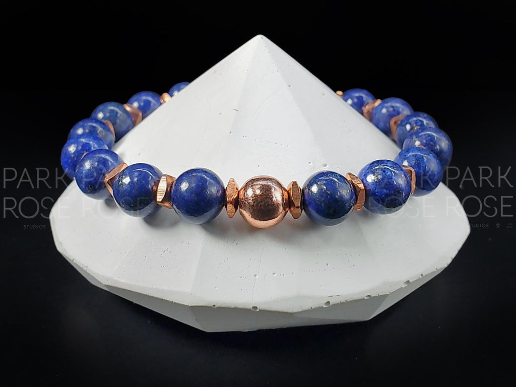 Copper Gemstone Bracelet: Amethyst, Moonstone, Lapis Lazuli, Citrine, Malachite, Jade, Onyx