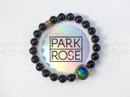 Black Tourmaline Bracelet: Murano Glass Gold Plated Bead (8mm)