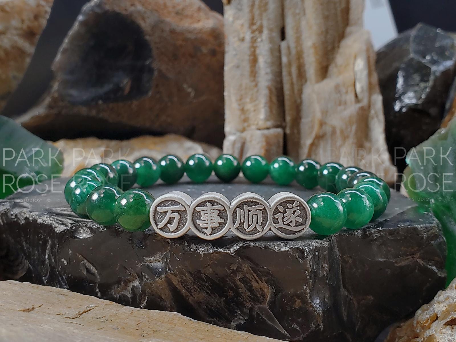 Pure Silver Lunar New Year Green Jade Bracelet