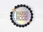 Black Tourmaline Cross Bracelet: Stainless Steel Religious Jewelry (8mm)