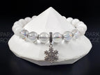 Angel Aura Quartz Bracelet: Moonstone & Sterling Silver Snowflake Charm (8mm)