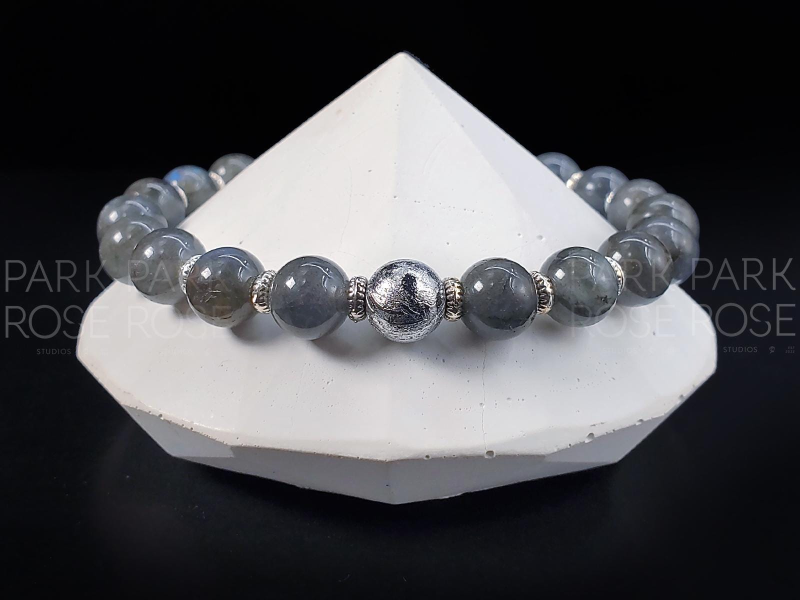 Gibeon Meteorite Bracelet: Argentinian Blue Flash Labradorite