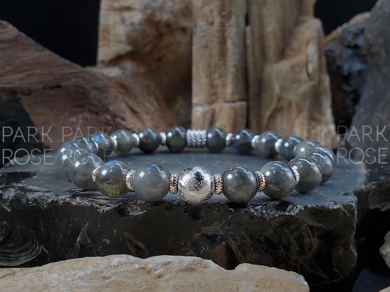 Gibeon Meteorite Bracelet: Argentinian Blue Flash Labradorite