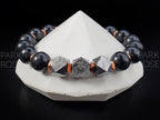 Faceted Gibeon Meteorite Shungite & Copper Bracelet (10mm)