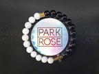 Black Tourmaline & Moonstone Stainless Steel Cross Bracelet (8mm)