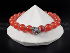 Red Carnelian Sterling Silver Snake Bracelet (8mm)
