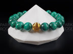 Congo Malachite Bracelet: 24K Gold Cat Eye Bead (10mm)