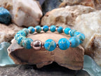 Lake Blue Jasper Bracelet: 24K Rose Gold Plated