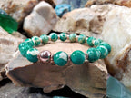 Green Jasper Bracelet: 24K Rose Gold Plated