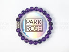 Amethyst Crystal Bracelet: Sterling Silver Buddhism Prayer Bead (8mm)