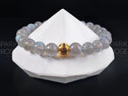 Madagascar Flash Labradorite Bracelet: 24K Gold Cat Eye Bead, (8/10mm)