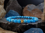 Lake Blue Apatite Bracelet: 24K Gold Cat Eye Bead (6/8/10mm)
