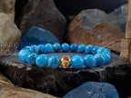 Lake Blue Apatite Bracelet: 24K Gold Cat Eye Bead (6/8/10mm)