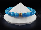 Lake Blue Apatite Bracelet: 24K Gold Cat Eye Bead (6/8/10mm)
