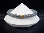 Argentinian Blue Flash Labradorite Gemstone Bracelet: 24K Gold Cat Eye Bead (6/8mm)