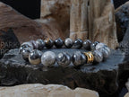 Silver Leaf Jasper Bracelet: Stainless Steel Accent (8/10mm)